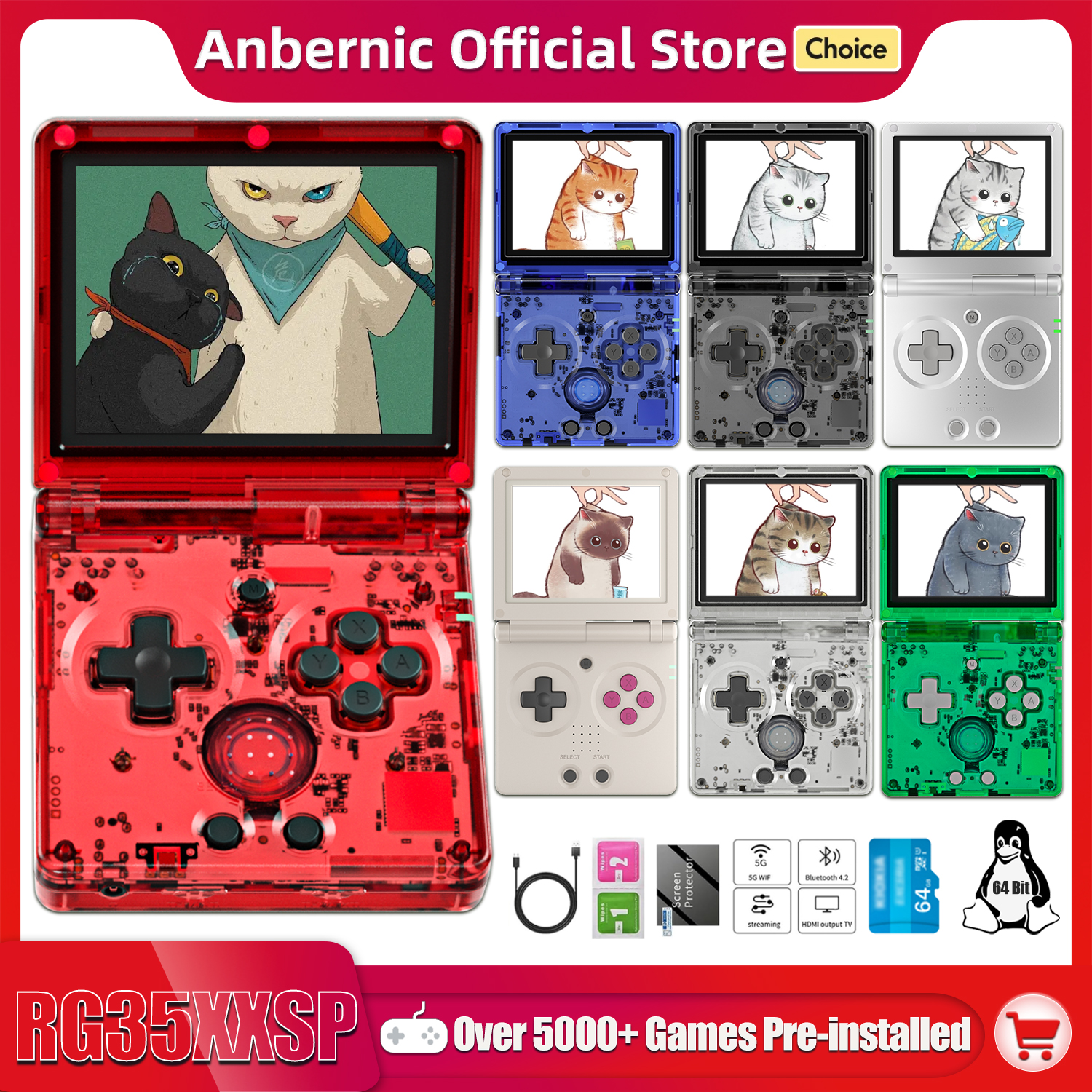 ANBERNIC NEW RG35XXSP Flip Han - Gaming Console Deals ulasan dan harga