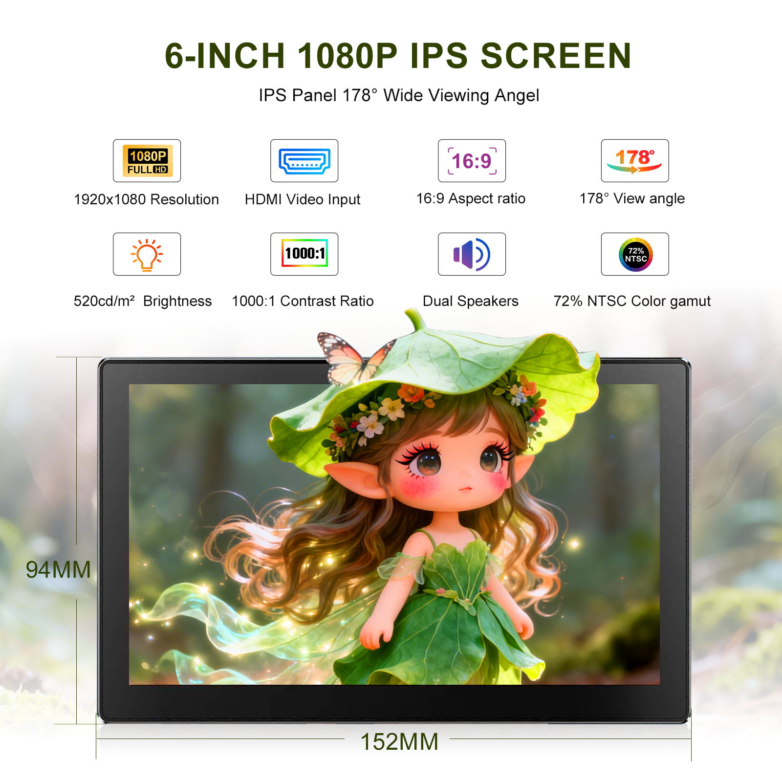 6 Inch Portable Monitor HD 108 - Gaming Console Types ulasan dan harga
